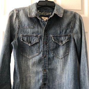 Madewell Chambray Denim Button Down Shirt Small Blue Western Style Top J060-5